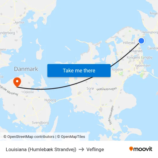 Louisiana (Humlebæk Strandvej) to Veflinge map