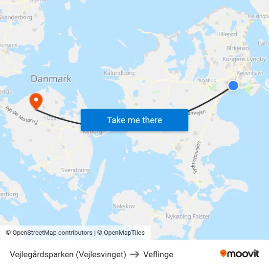 Vejlegårdsparken (Vejlesvinget) to Veflinge map