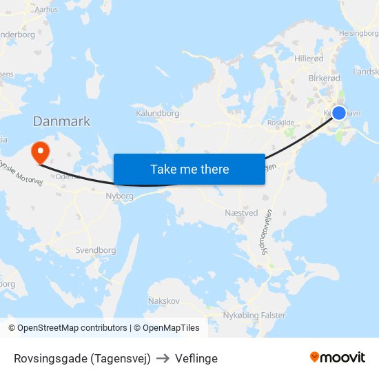 Rovsingsgade (Tagensvej) to Veflinge map