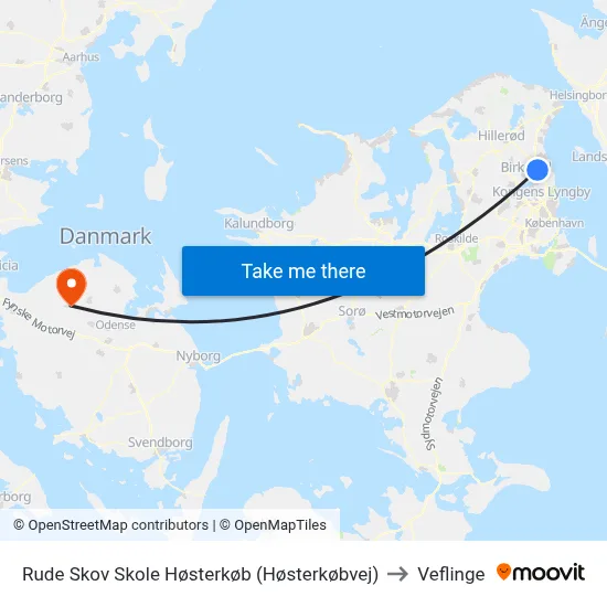 Rude Skov Skole Høsterkøb (Høsterkøbvej) to Veflinge map