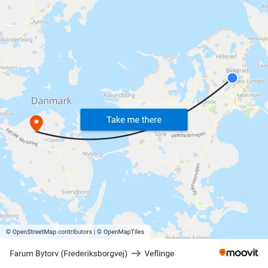 Farum Bytorv (Frederiksborgvej) to Veflinge map