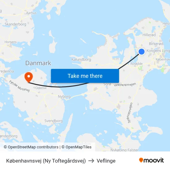 Københavnsvej (Ny Toftegårdsvej) to Veflinge map