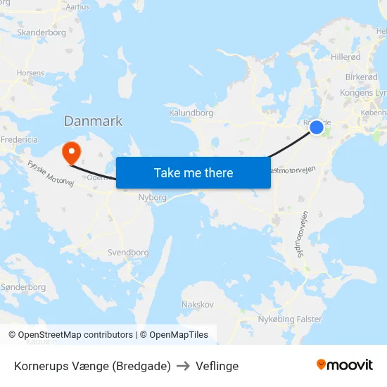 Kornerups Vænge (Bredgade) to Veflinge map