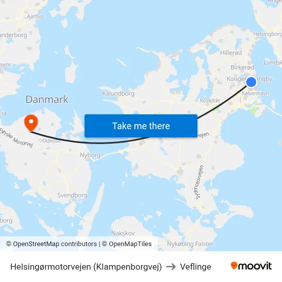 Helsingørmotorvejen (Klampenborgvej) to Veflinge map