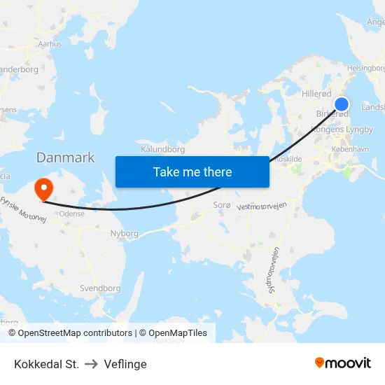 Kokkedal St. to Veflinge map