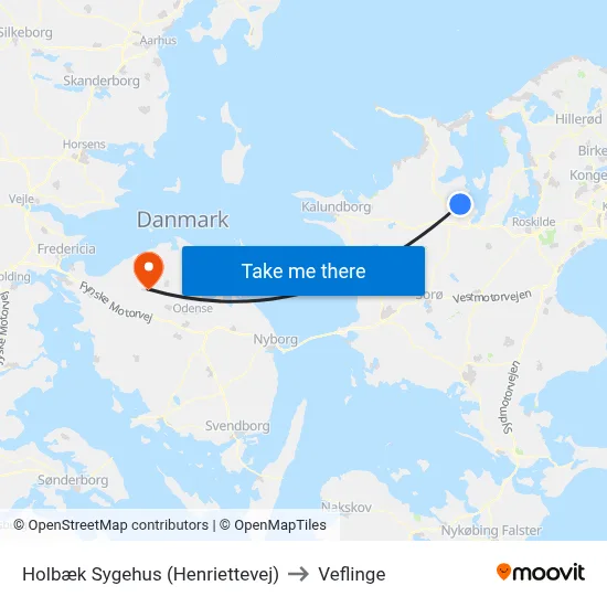 Holbæk Sygehus (Henriettevej) to Veflinge map