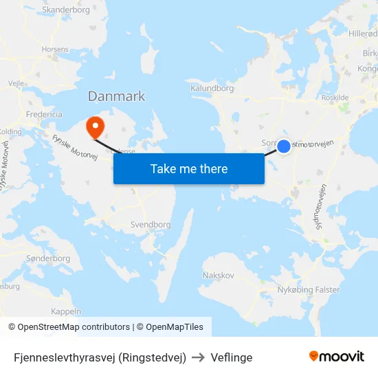 Fjenneslevthyrasvej (Ringstedvej) to Veflinge map