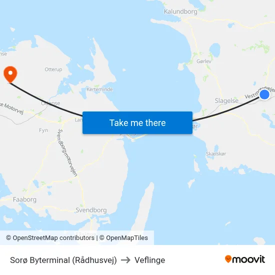 Sorø Byterminal (Rådhusvej) to Veflinge map