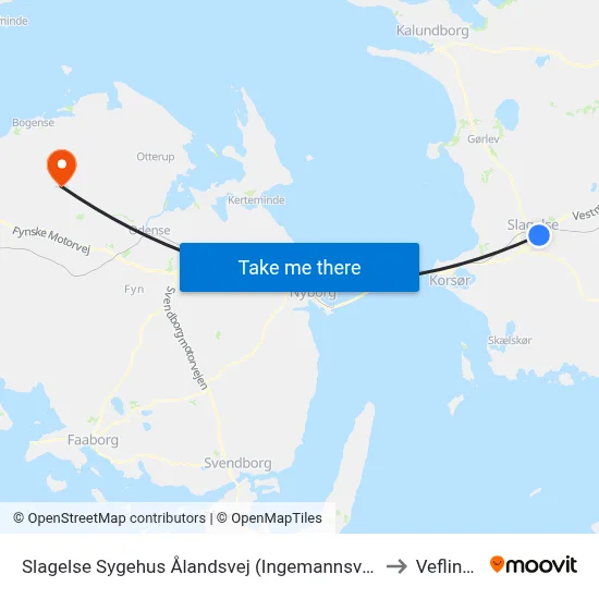 Slagelse Sygehus Ålandsvej (Ingemannsvej) to Veflinge map