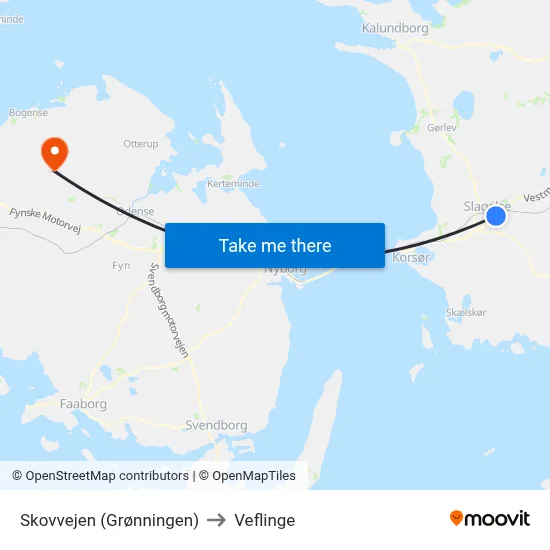 Skovvejen (Grønningen) to Veflinge map