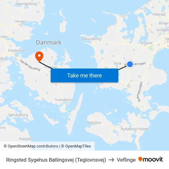 Ringsted Sygehus Bøllingsvej (Teglovnsvej) to Veflinge map