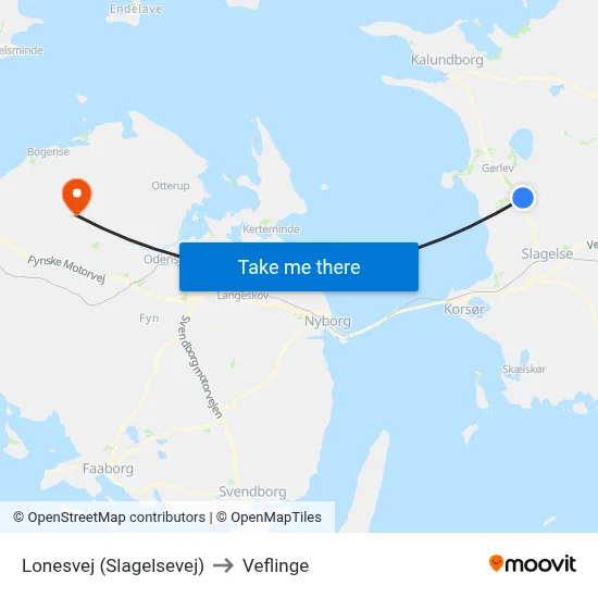 Lonesvej (Slagelsevej) to Veflinge map