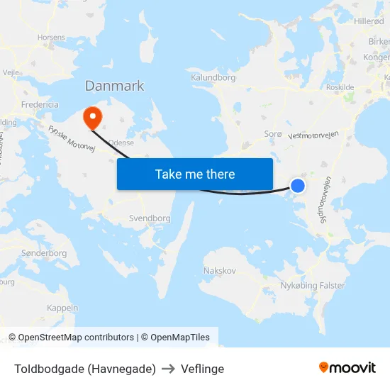 Toldbodgade (Havnegade) to Veflinge map