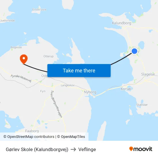 Gørlev Skole (Kalundborgvej) to Veflinge map