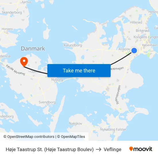 Høje Taastrup St. (Høje Taastrup Boulev) to Veflinge map