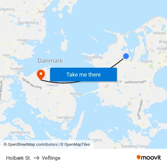 Holbæk St. to Veflinge map