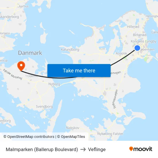 Malmparken (Ballerup Boulevard) to Veflinge map
