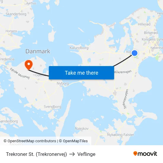 Trekroner St. (Trekronervej) to Veflinge map