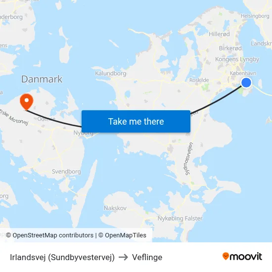 Irlandsvej (Sundbyvestervej) to Veflinge map