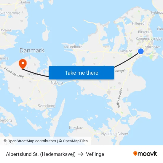 Albertslund St. (Hedemarksvej) to Veflinge map