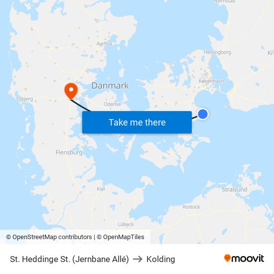 St. Heddinge St. (Jernbane Allé) to Kolding map