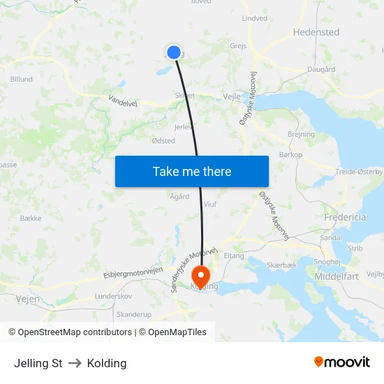 Jelling St to Kolding map