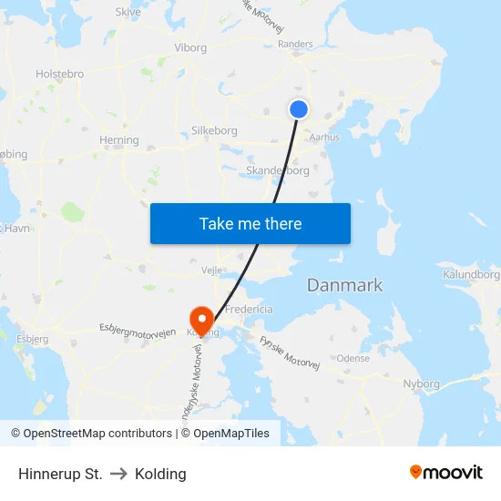 Hinnerup St. to Kolding map
