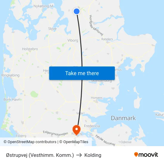 Østrupvej (Vesthimm. Komm.) to Kolding map