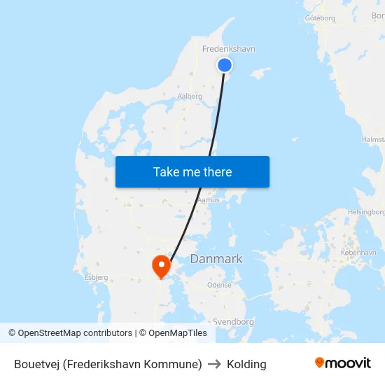 Bouetvej (Frederikshavn Kommune) to Kolding map