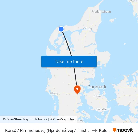 Korsø / Rimmehusvej (Hjardemålvej / Thisted Komm.) to Kolding map