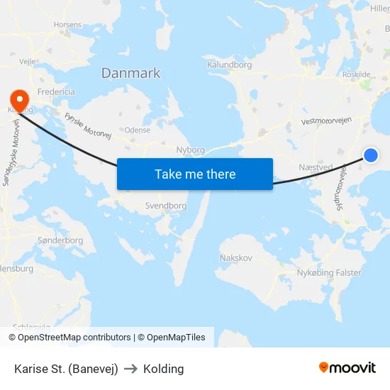 Karise St. (Banevej) to Kolding map