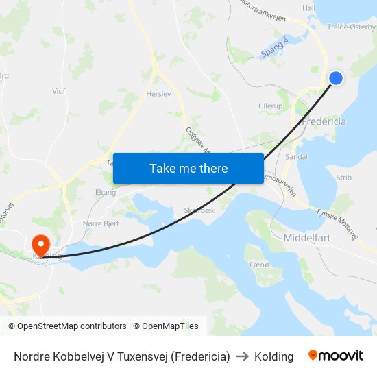 Nordre Kobbelvej V Tuxensvej (Fredericia) to Kolding map