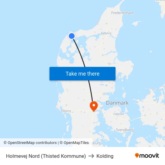 Holmevej Nord (Thisted Kommune) to Kolding map