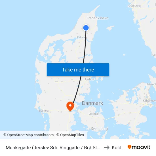 Munkegade (Jerslev Sdr. Ringgade / Brø.Slev Komm.) to Kolding map
