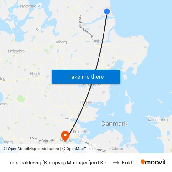 Underbakkevej (Korupvej/Mariagerfjord Komm.) to Kolding map