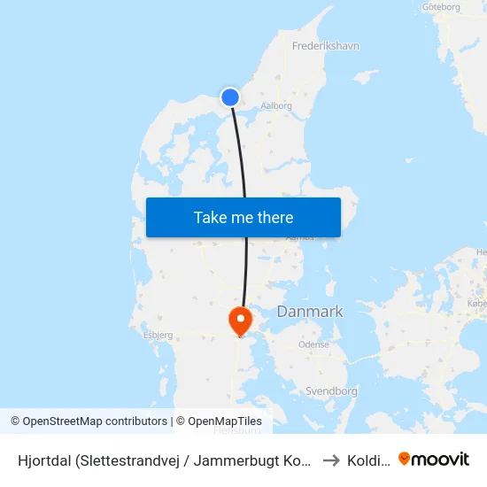 Hjortdal (Slettestrandvej / Jammerbugt Kommune) to Kolding map