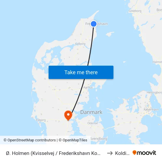 Ø. Holmen (Kvisselvej / Frederikshavn Kommune) to Kolding map