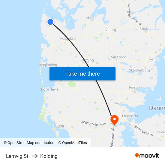 Lemvig St. to Kolding map