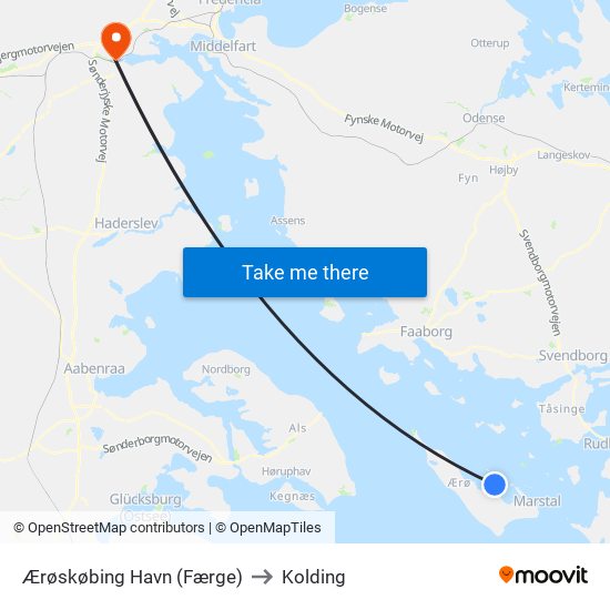 Ærøskøbing Havn (Færge) to Kolding map