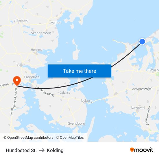 Hundested St. to Kolding map