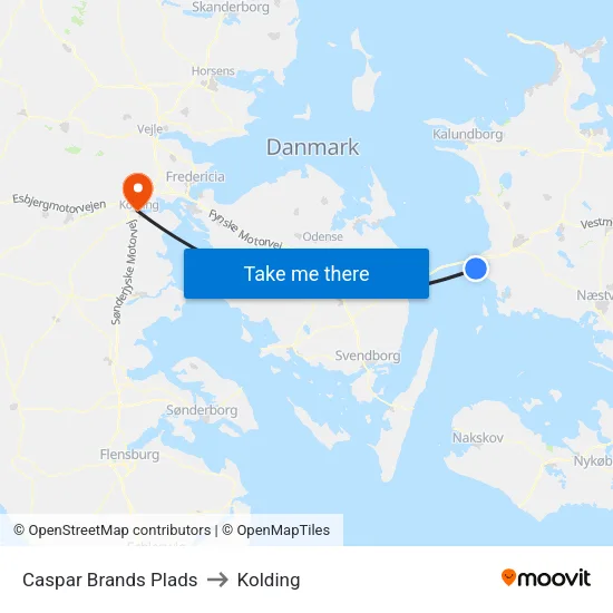 Caspar Brands Plads to Kolding map