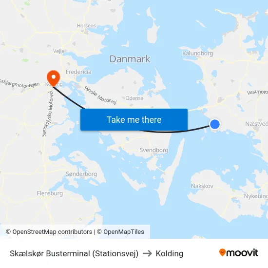 Skælskør Busterminal (Stationsvej) to Kolding map