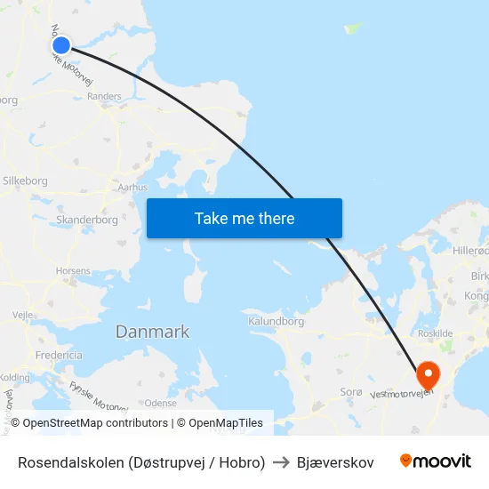 Rosendalskolen (Døstrupvej / Hobro) to Bjæverskov map