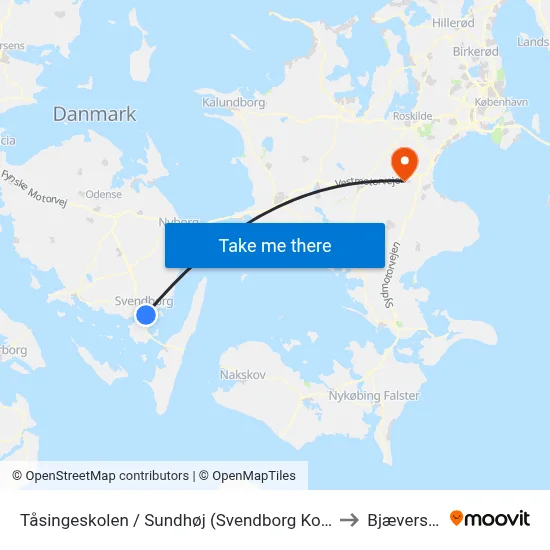 Tåsingeskolen / Sundhøj (Svendborg Kommune) to Bjæverskov map