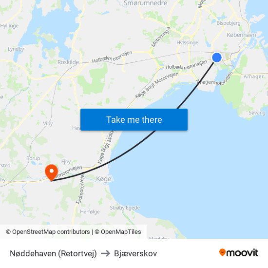 Nøddehaven (Retortvej) to Bjæverskov map