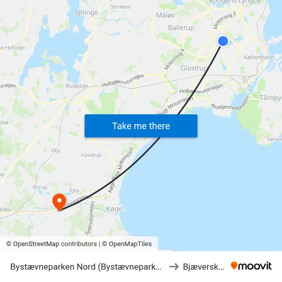 Bystævneparken Nord (Bystævneparken) to Bjæverskov map