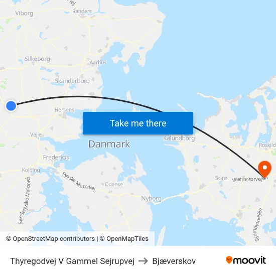 Thyregodvej V Gammel Sejrupvej to Bjæverskov map