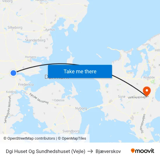 Dgi Huset Og Sundhedshuset (Vejle) to Bjæverskov map