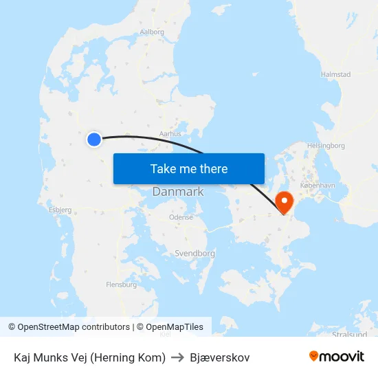 Kaj Munks Vej (Herning Kom) to Bjæverskov map
