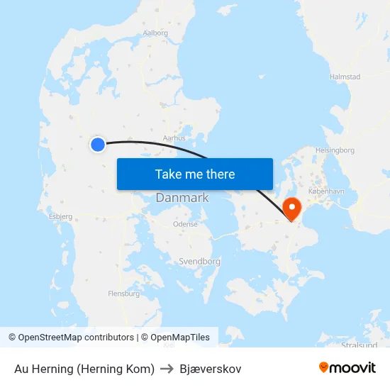Au Herning (Herning Kom) to Bjæverskov map